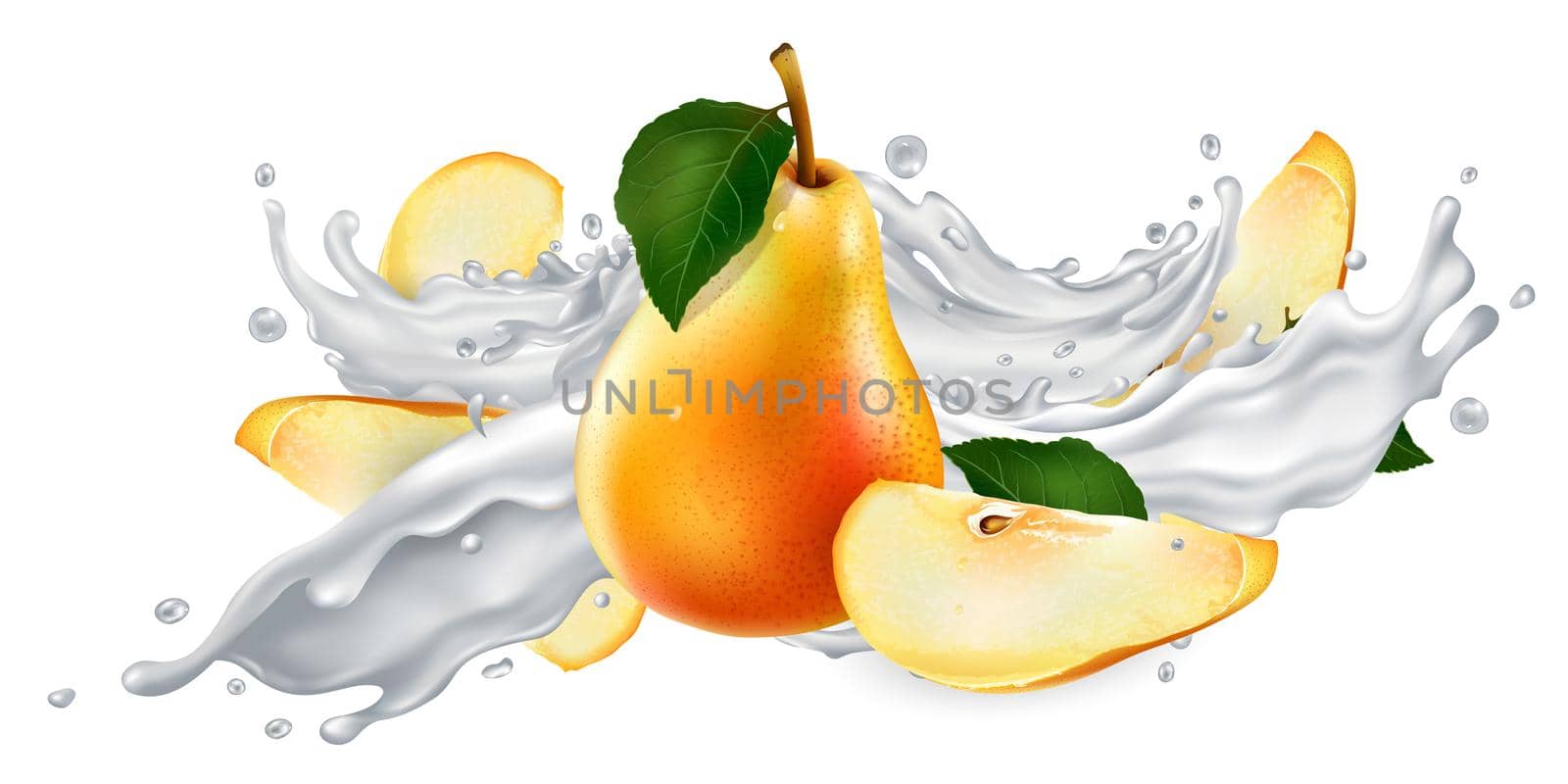 Pears in a milk or yogurt splash. by ConceptCafe
