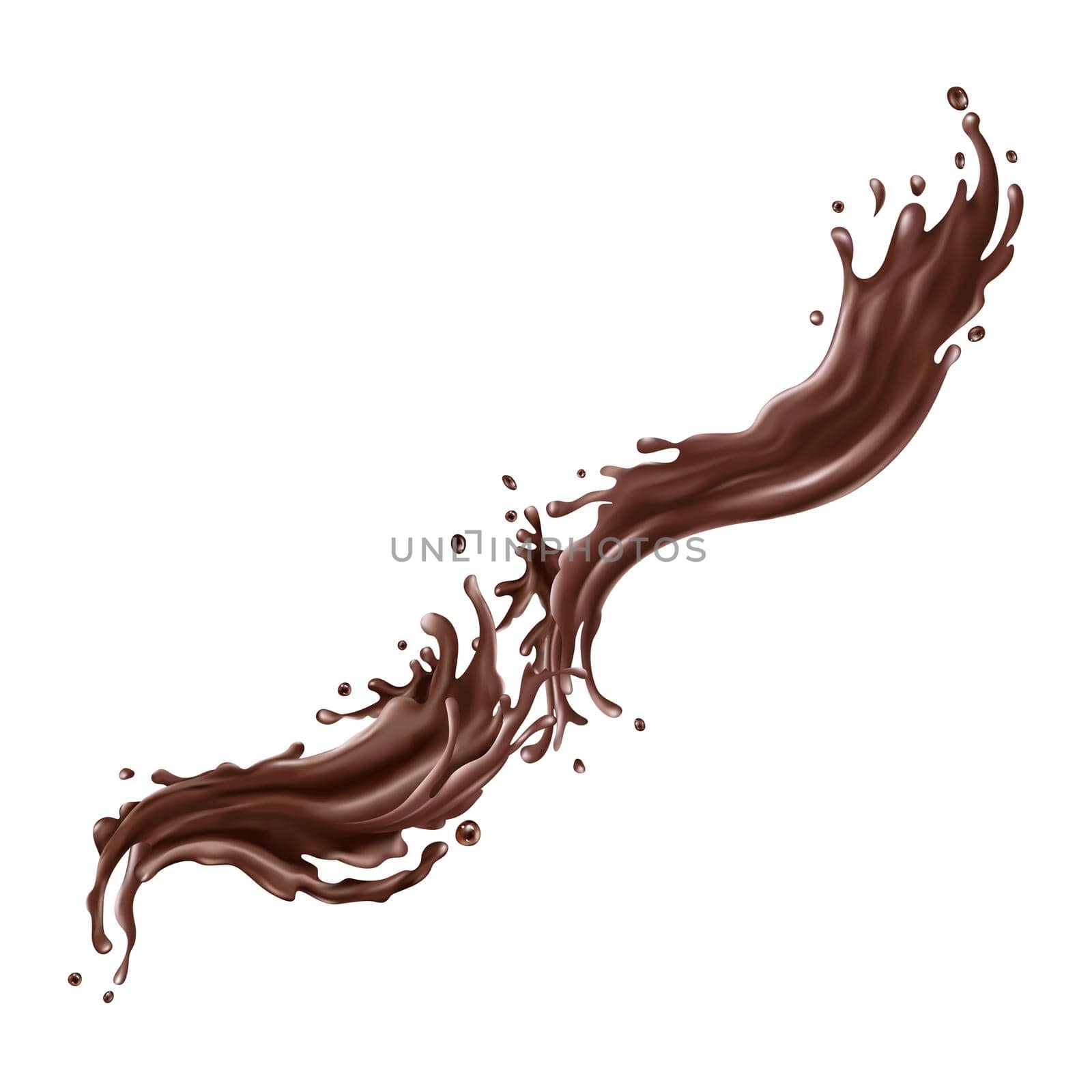 Liquid chocolate splashes on a white background by ConceptCafe