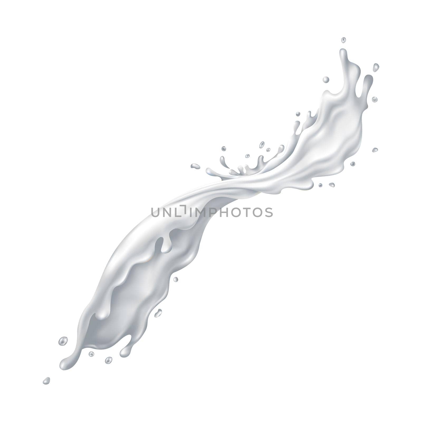 Milk liquid dynamic splash. Illustration in realistic style.