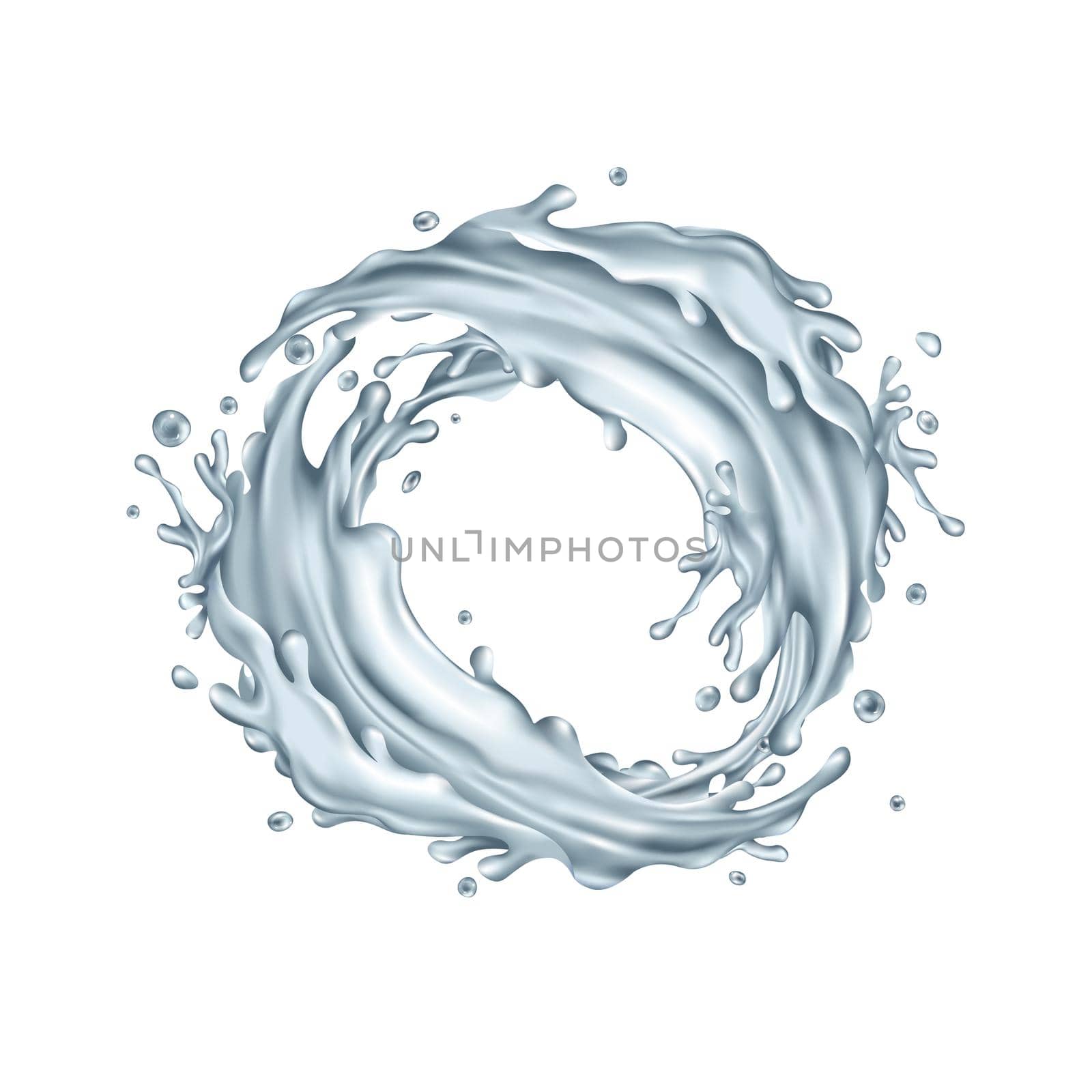 Clear water dynamic splash. Illustration in realistic style.