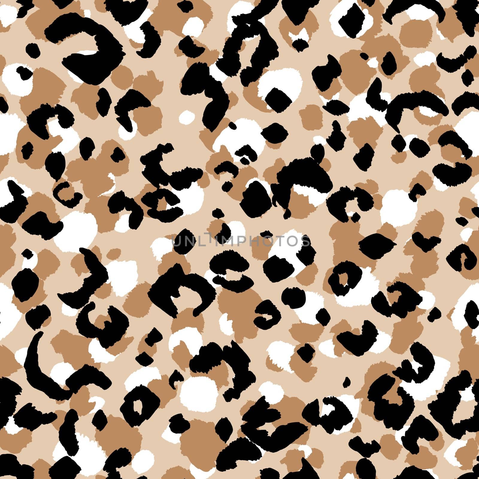 Abstract modern leopard seamless pattern. Animals trendy background. Beige and black decorative vector stock illustration for print, card, postcard, fabric, textile. Modern ornament of stylized skin. by allaku