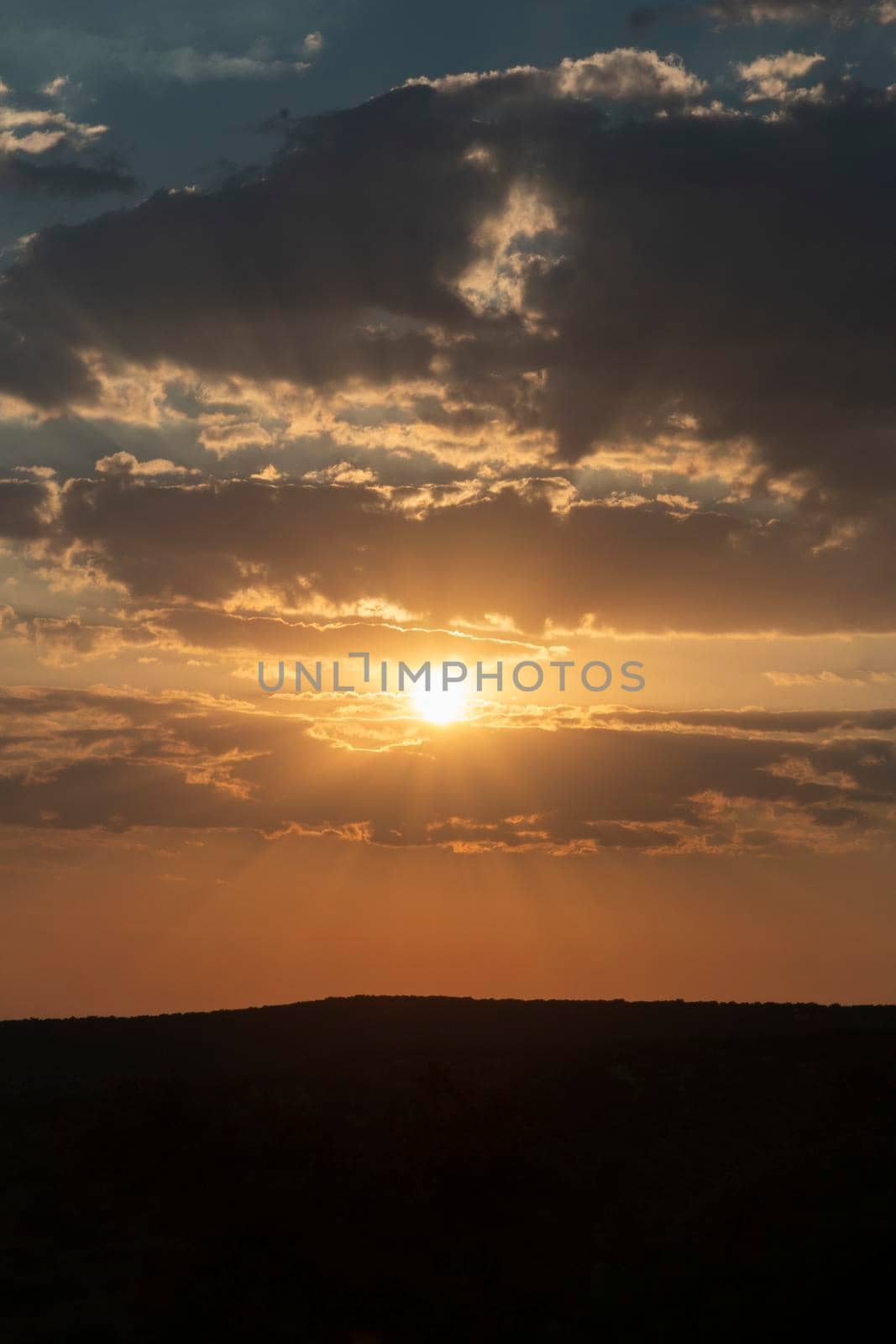 Sunset landscape with vibrant colors in southern Andalusia in Spain