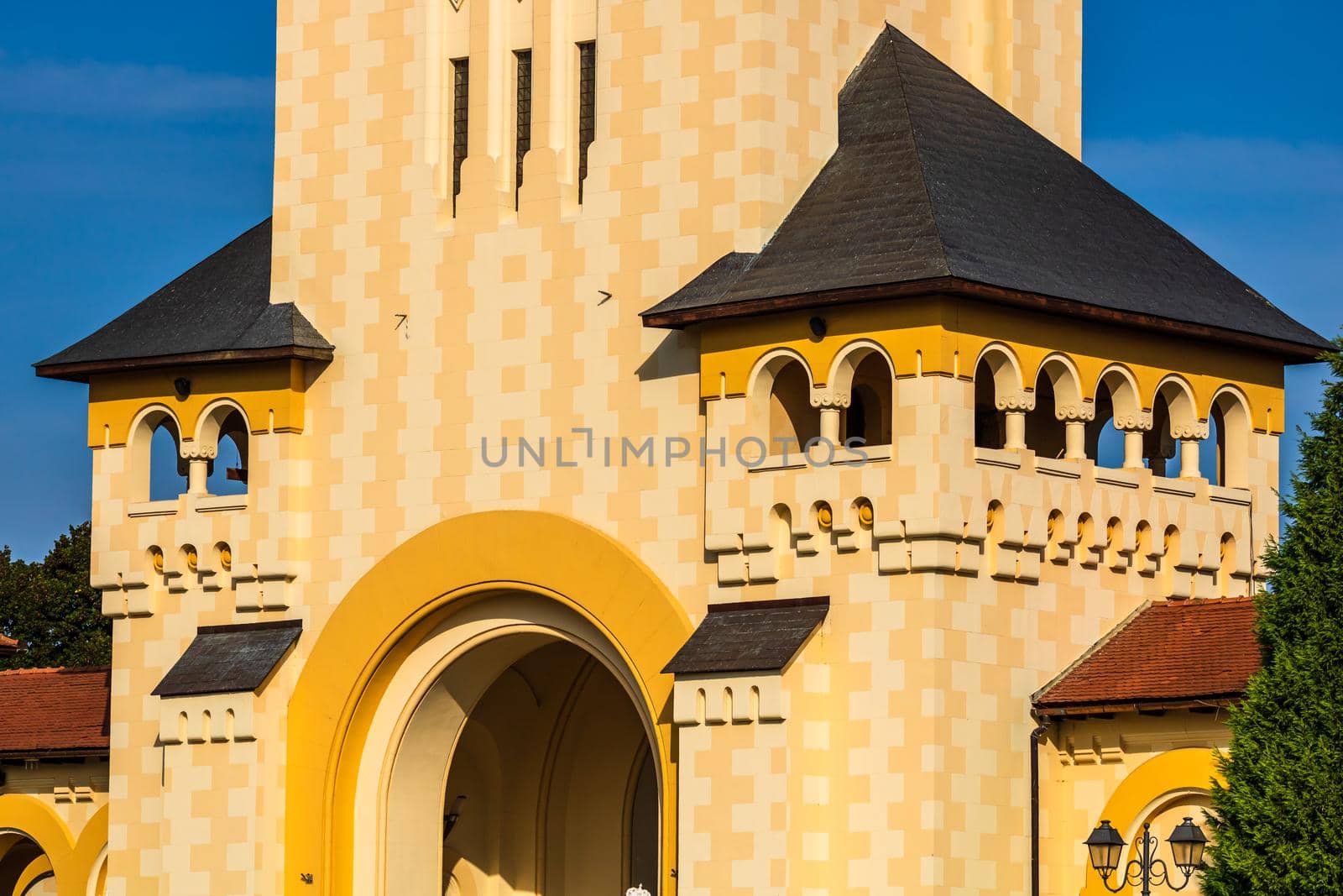 Architectural details of cathedral. View of church in Alba Iulia, Romania, 2021. by vladispas