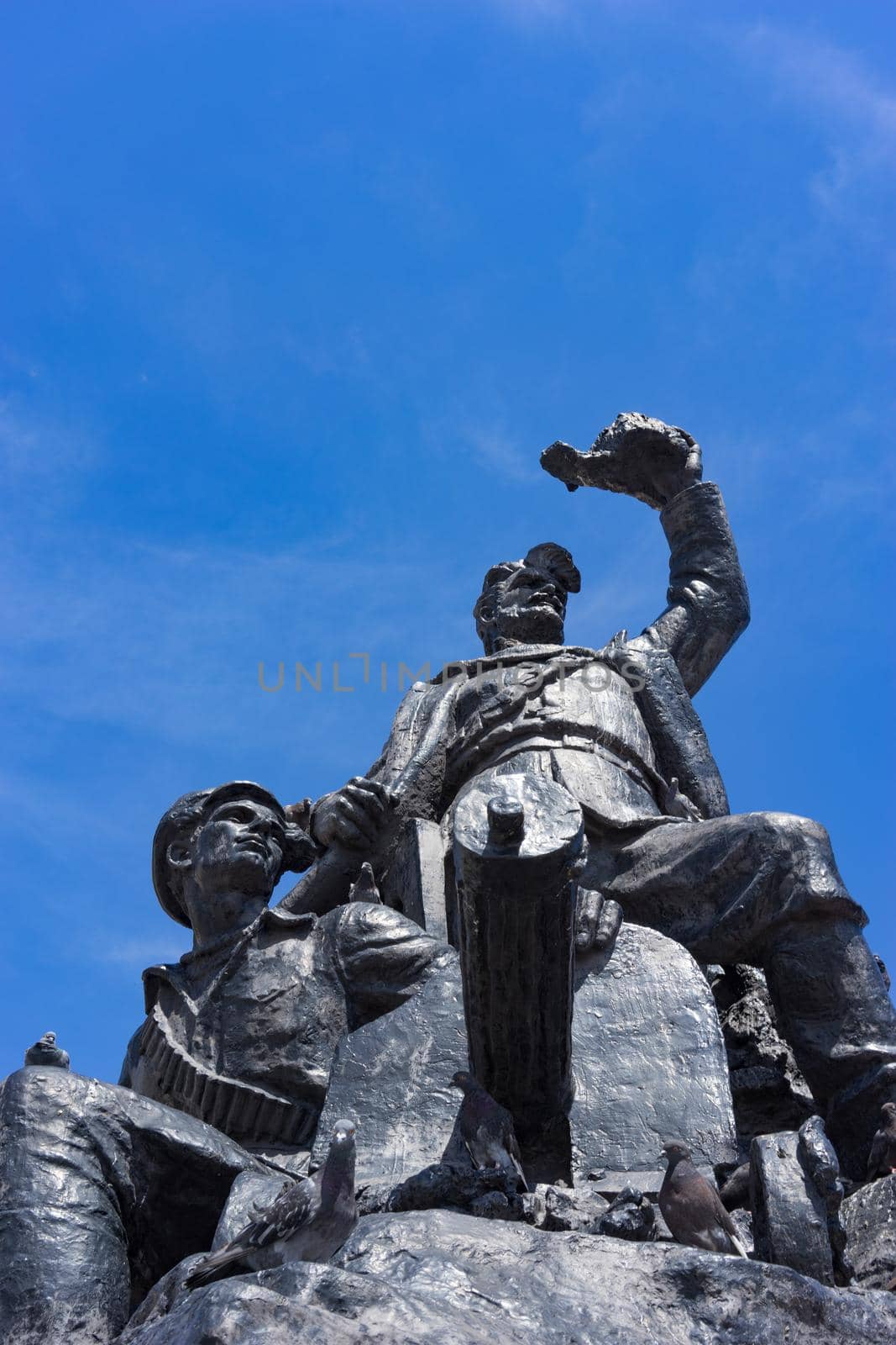 Vladivostok, Russia-October 20, 2018: Monument to the red army against the blue sky.