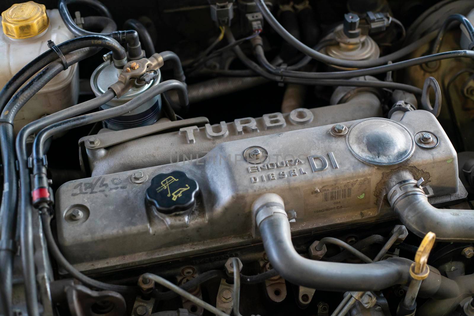 Detail of a turbo diesel engine used inside a car