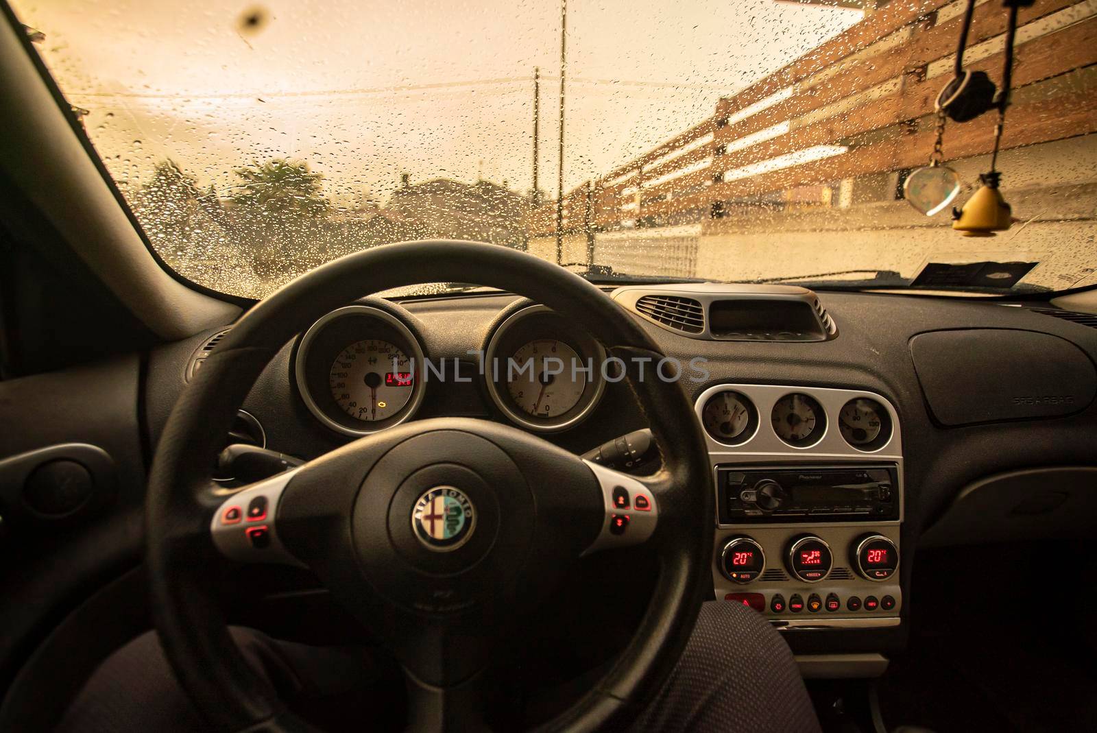 MILAN, ITALY 17 FEBRUARY 2021: Car dashboard interior detail