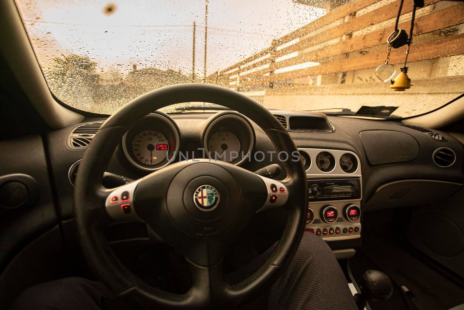 MILAN, ITALY 17 FEBRUARY 2021: Car dashboard interior detail
