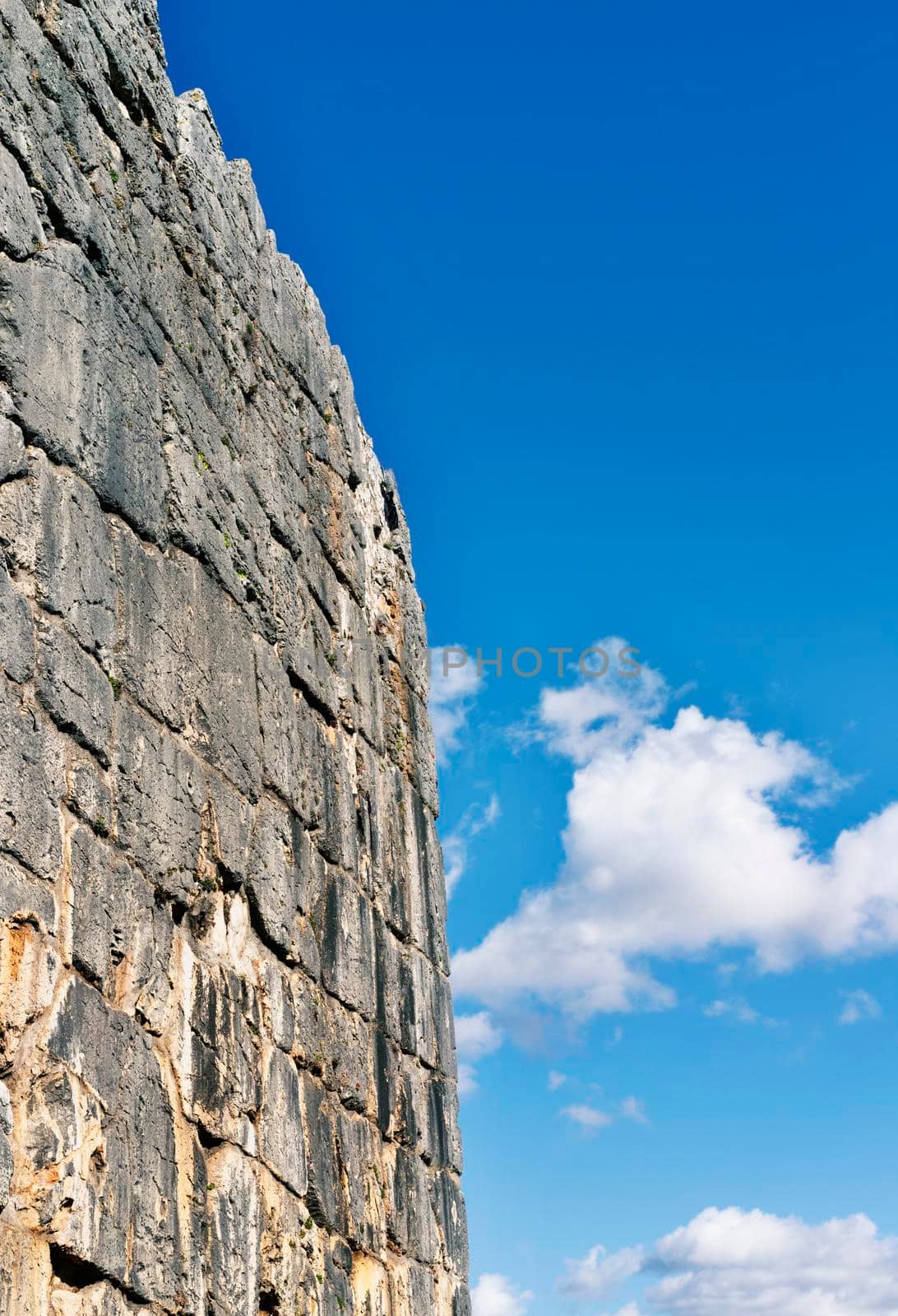 Well preserved acropolis fortification in Alatri ,Italy , the megalithic wall is formed by calcareous large blocks