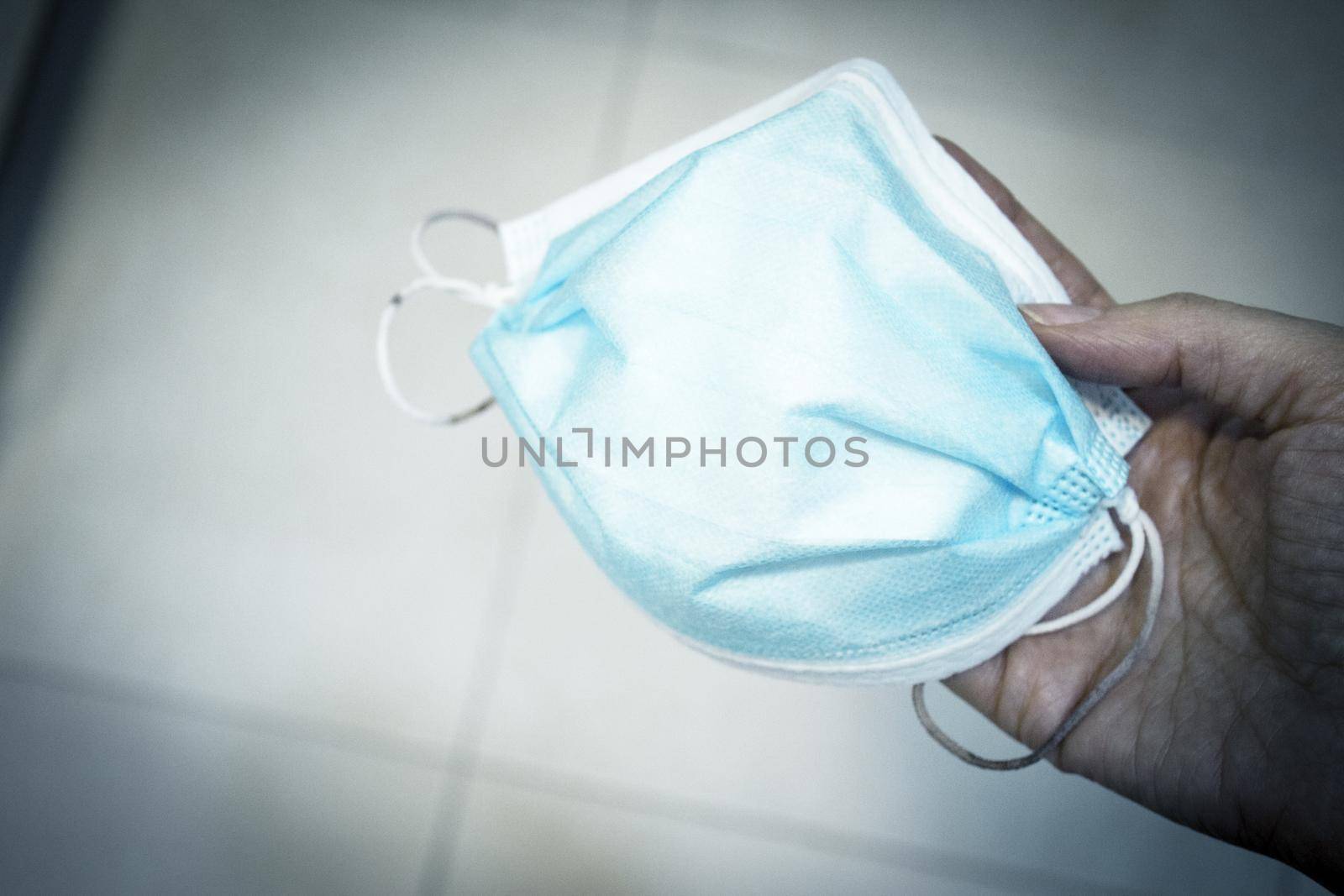 Surgical mask for protection from the covid19 virus. No people