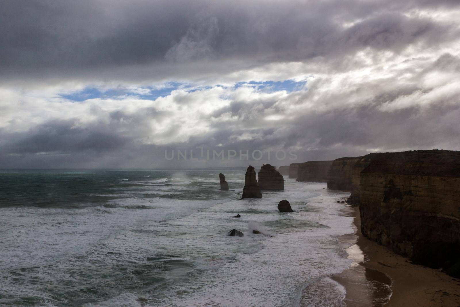 Famous cliffs at 12 Apostel, Beautiful landscape natural attraction. On a sunny day, Great Ocean Road, Victoria