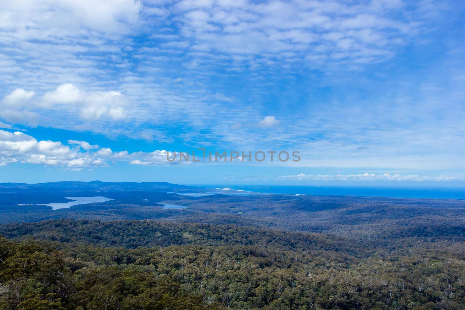 Croajingolong National Park at a sunny day viewed from Genoa Peak, Victoria, Australia