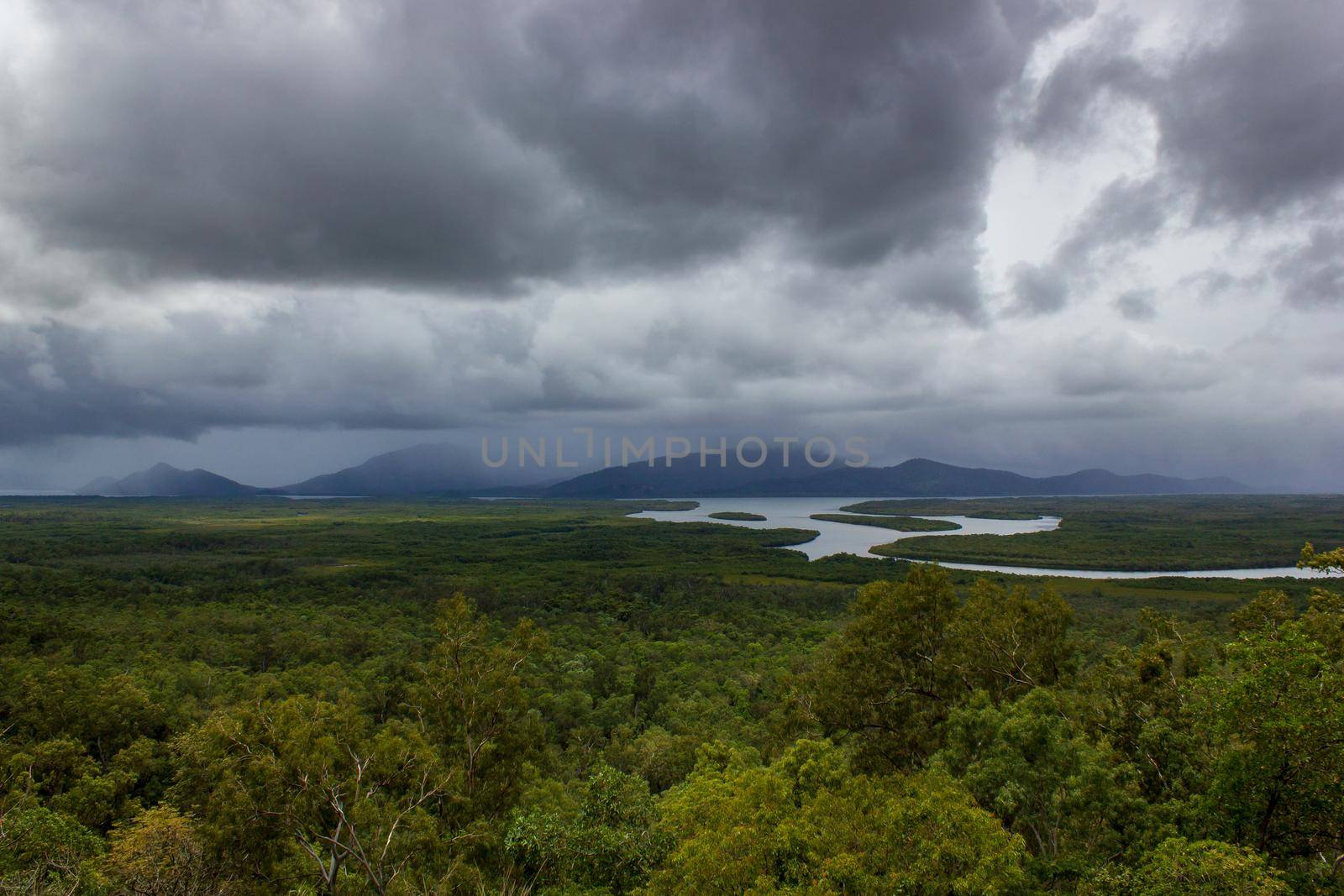 Aerial landscape view of Barron Gorge National Park a World Heritage in Atherton Tablelands Cairns Highlands at the Wet Tropics of Queensland, Australien. by bettercallcurry