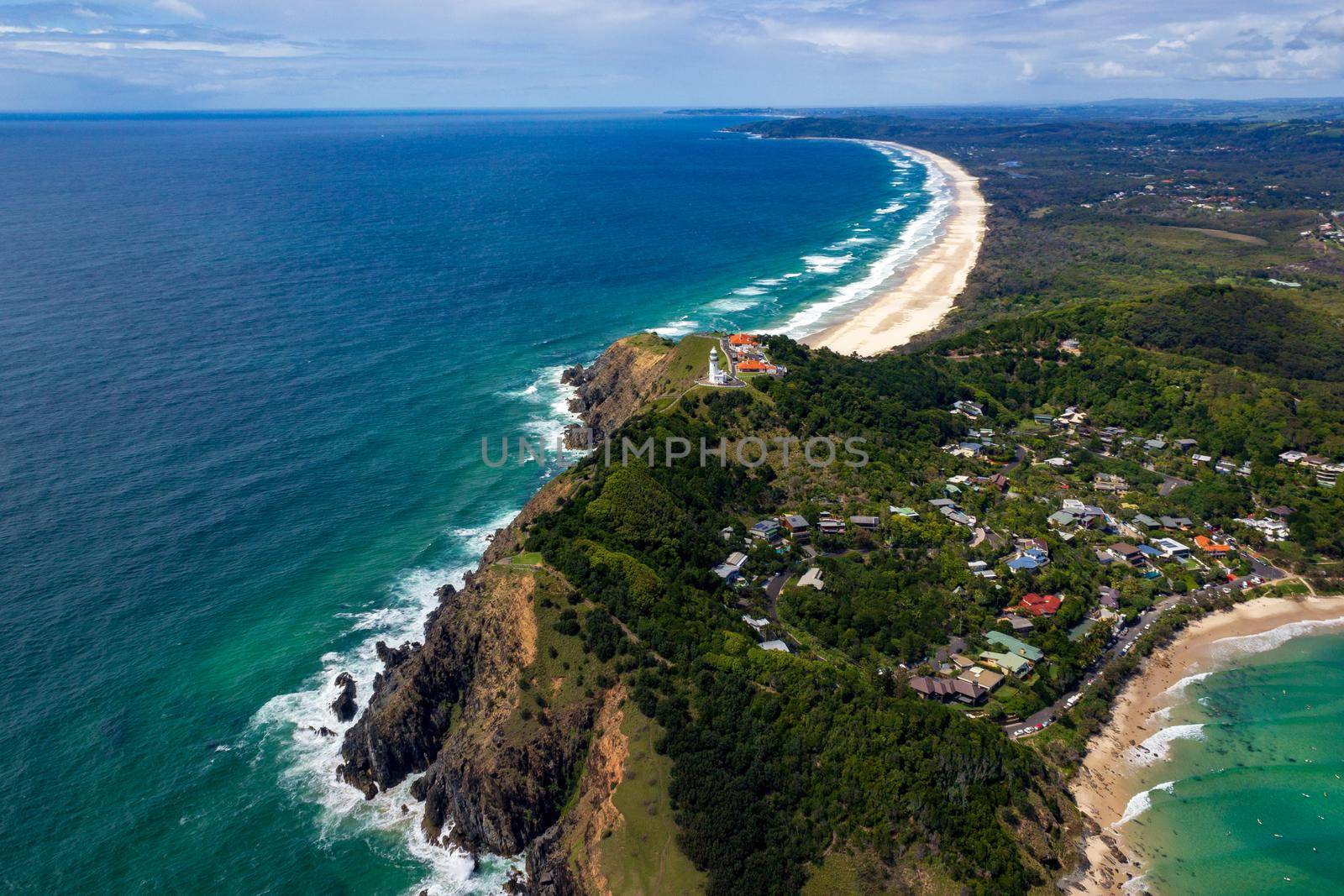 aerial view of Wategoes Beach at Byron Bay with lighthouse. The Photo was taken out of a Gyrocopter, Byron Bay, Queensland, Australia by bettercallcurry