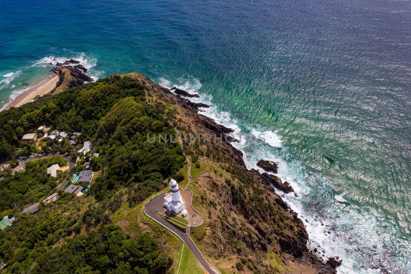 aerial view of Wategoes Beach at Byron Bay with lighthouse. The Photo was taken out of a Gyrocopter, Byron Bay, Queensland, Australia by bettercallcurry