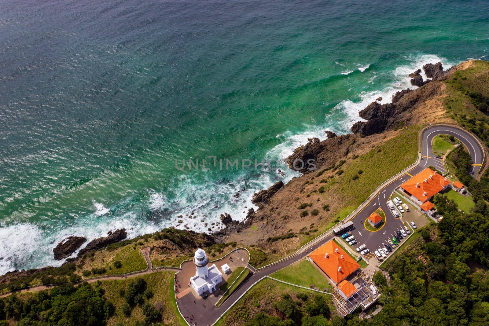 aerial view of Wategoes Beach at Byron Bay with lighthouse. The Photo was taken out of a Gyrocopter, Byron Bay, Queensland, Australia by bettercallcurry