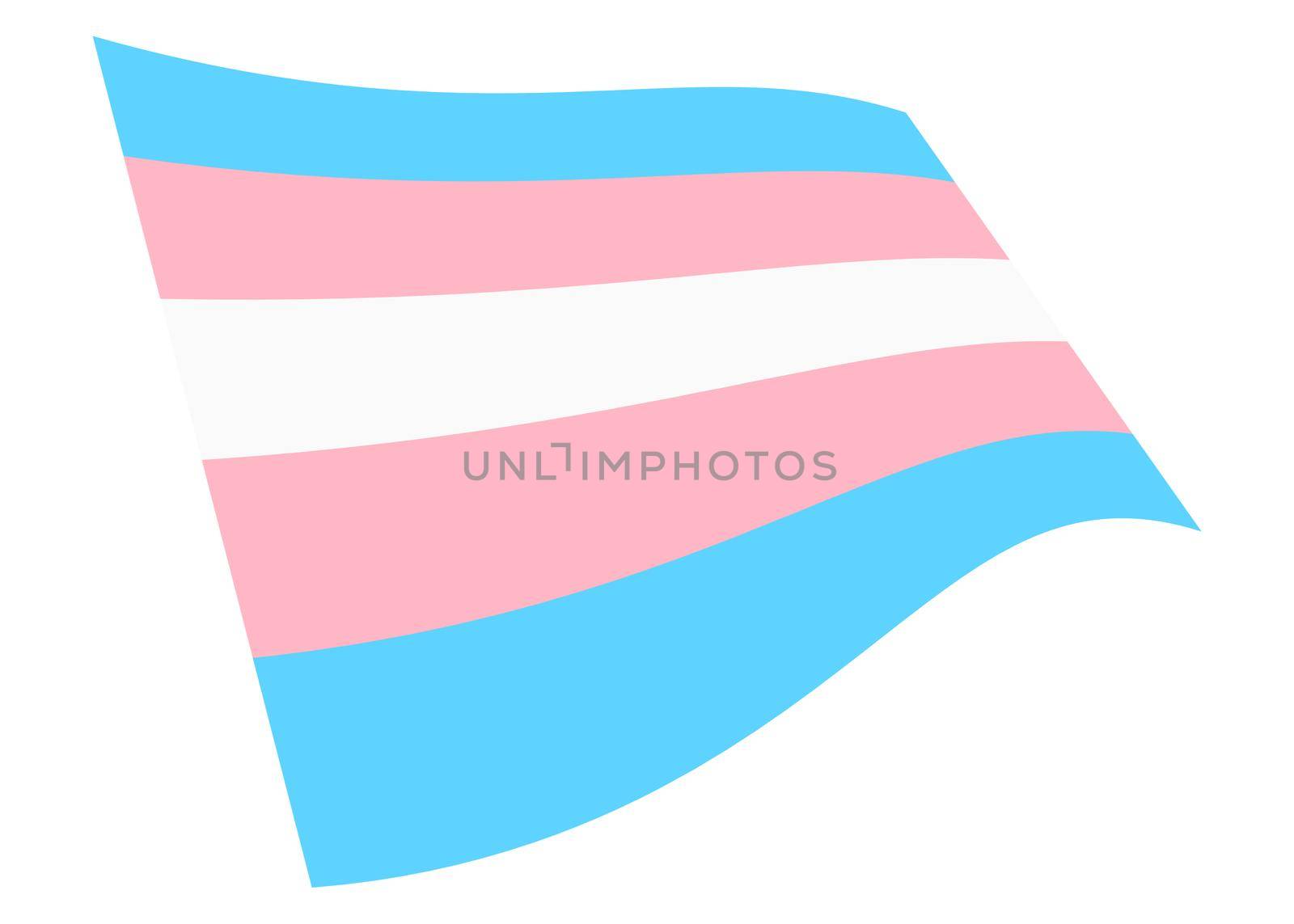 A Transgender waving flag graphic isolated on white with clipping path 3d illustration
