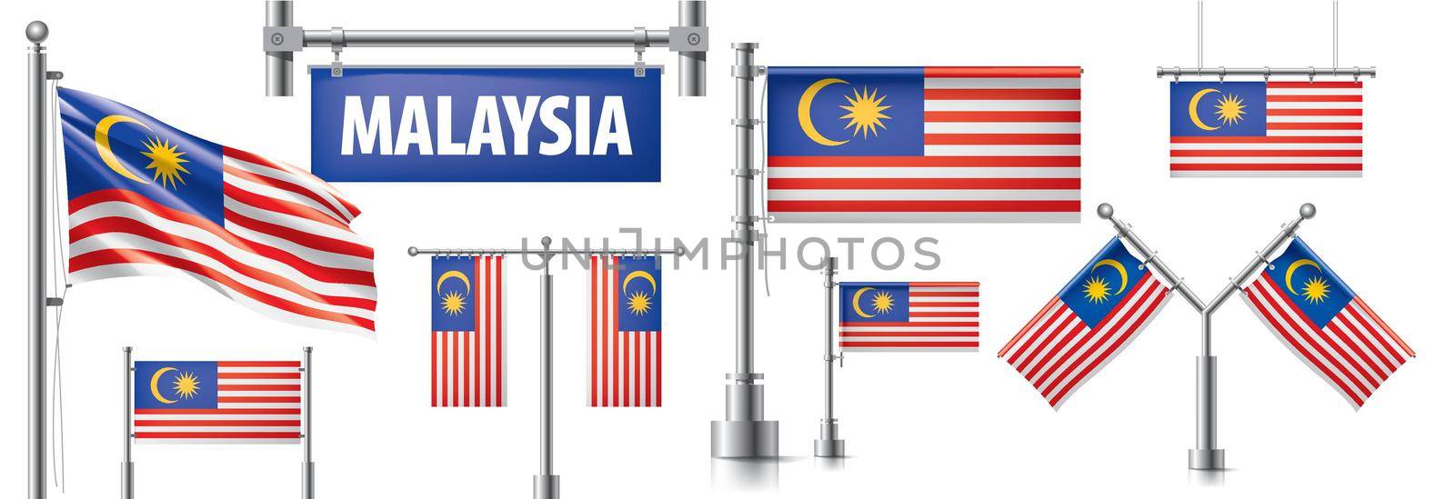 Vector set of the national flag of Malaysia in various creative designs.