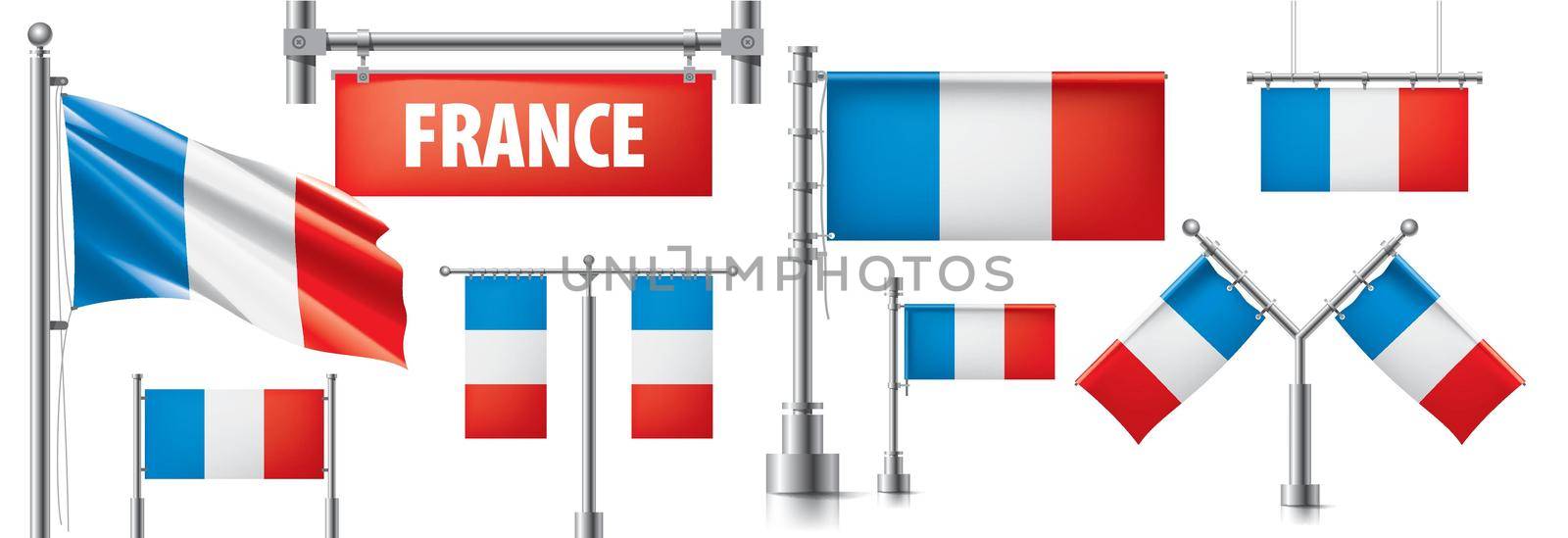 Vector set of the national flag of France in various creative designs.