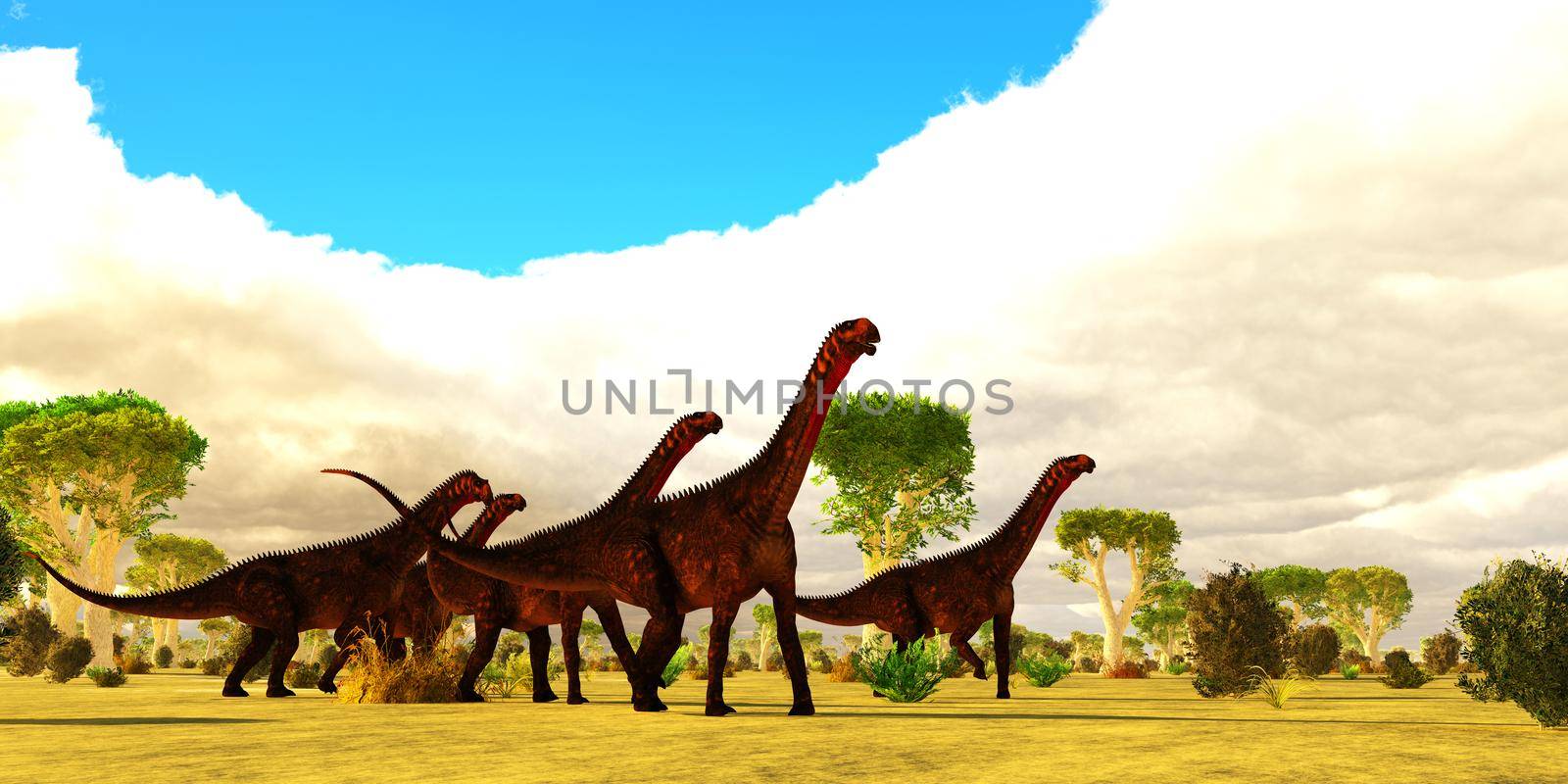 Mierasaurus Dinosaur Herd by Catmando