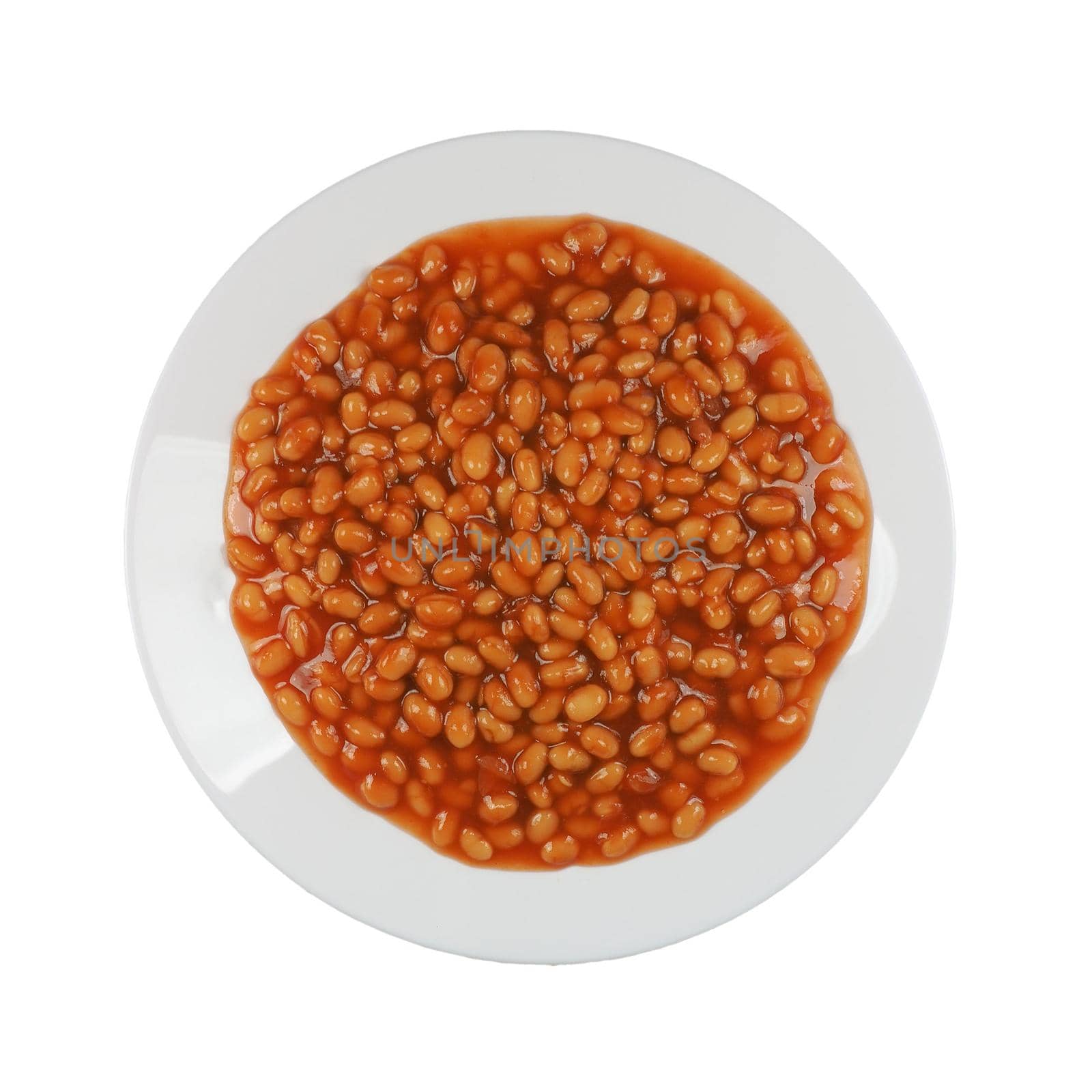 baked beans with tomato soup isolated over white background