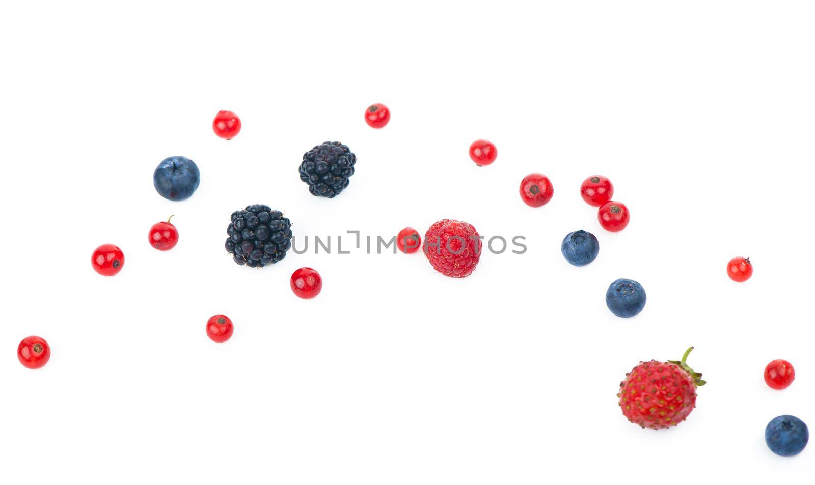 berry mix isolated on a white background.