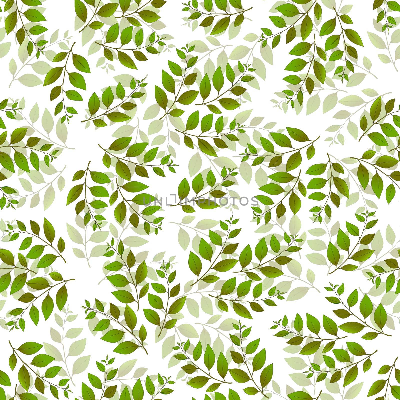 Spring seamless pattern with green sprigs. Vector stock illustration for fabric, textile, wallpaper, posters, paper. Fashion print. Branch with leaves. Doodle style.