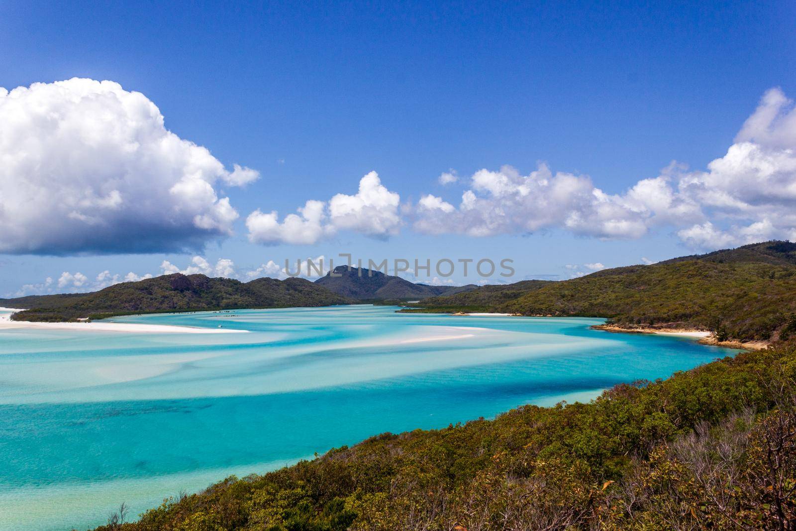 Tropical lagoon and Whitehaven beach, Whitsunday Island, Queensland, Australia