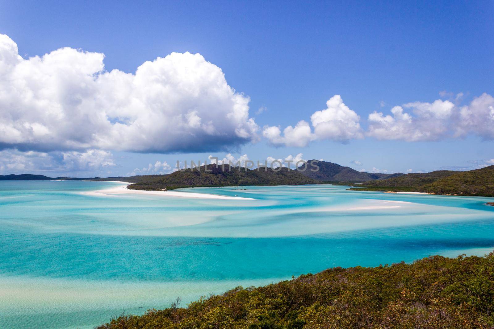 Tropical lagoon and Whitehaven beach, Whitsunday Island, Queensland, Australia