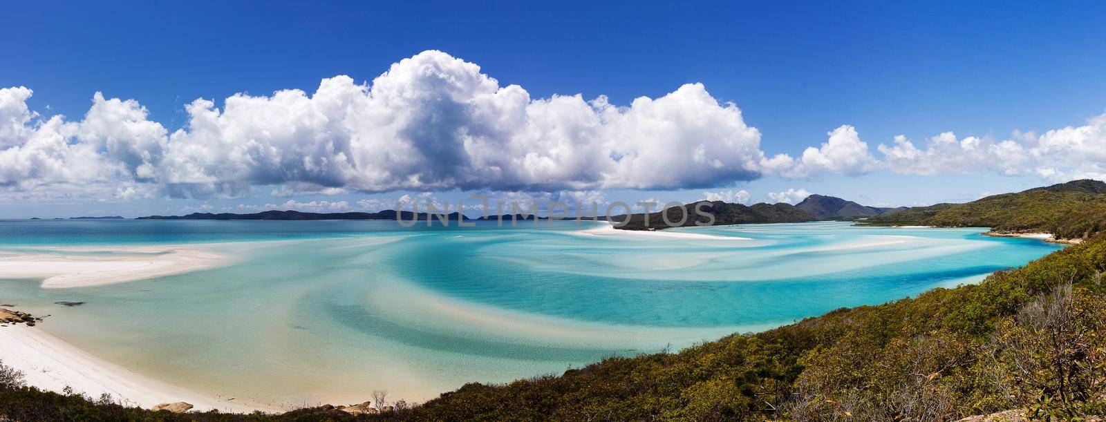 Panorama of Whiteheaven beach, Whitsunday Island, Queensland, Australia by bettercallcurry