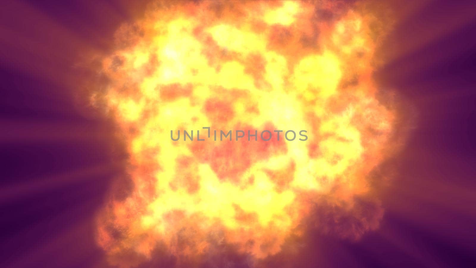 fire flame ball explosion in space, illustration by alex_nako