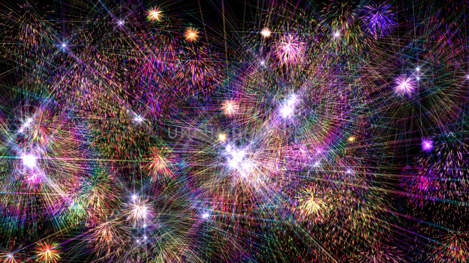 fireworks color light illustration isolated on black background