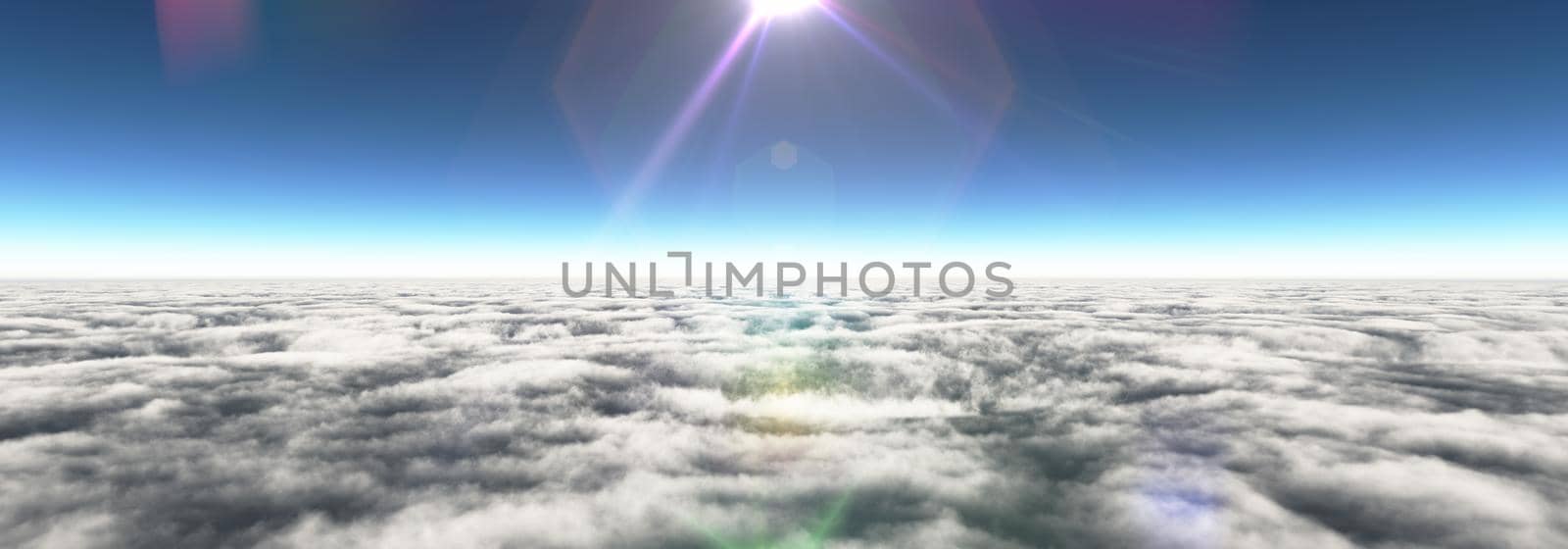 Above clouds sun ray, 3d rendering by alex_nako