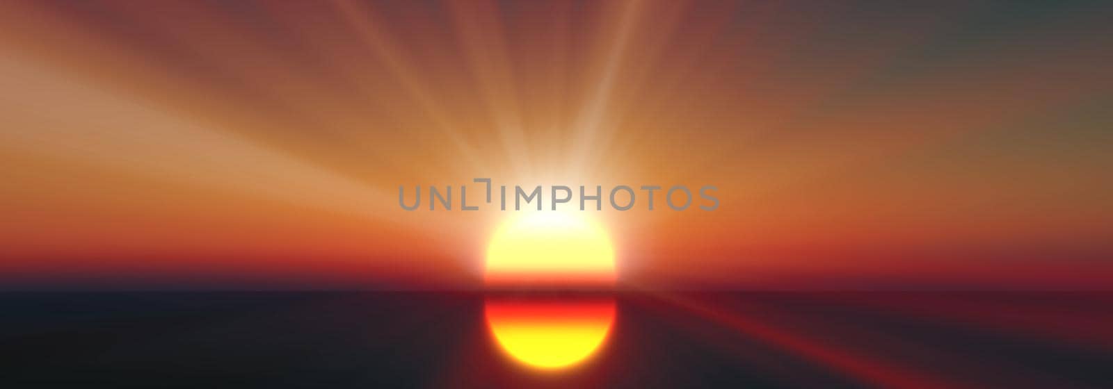 sunset calmly sea sun ray 3d render illustration