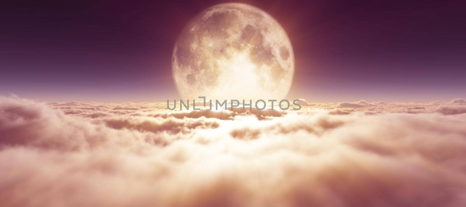 above clouds full moon illustration by alex_nako