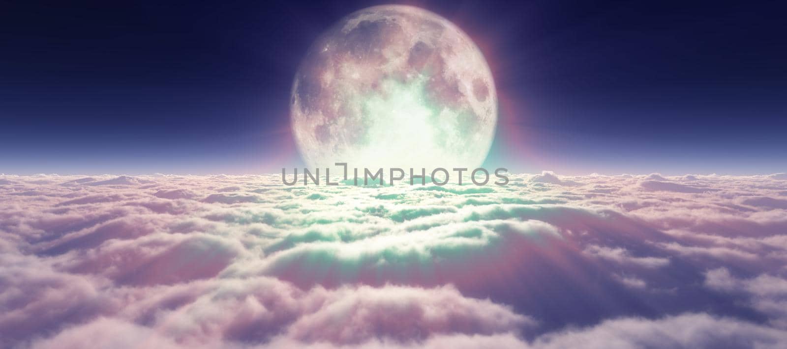 above clouds full moon illustration by alex_nako