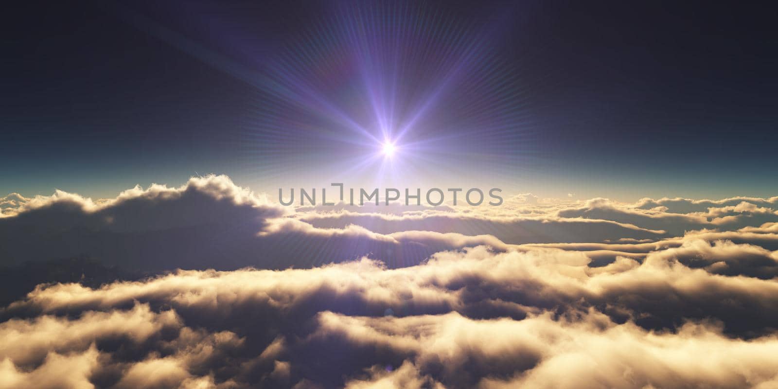 above clouds sunrise sun ray illustration by alex_nako