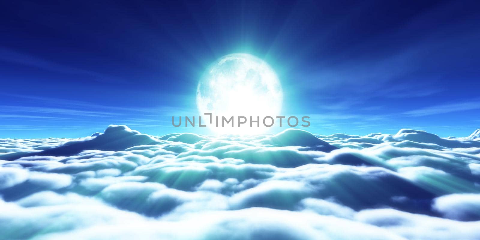 above clouds full moon illustration by alex_nako