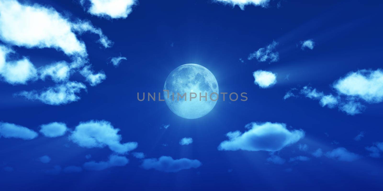 full moon at night night sky, illustration 3d render