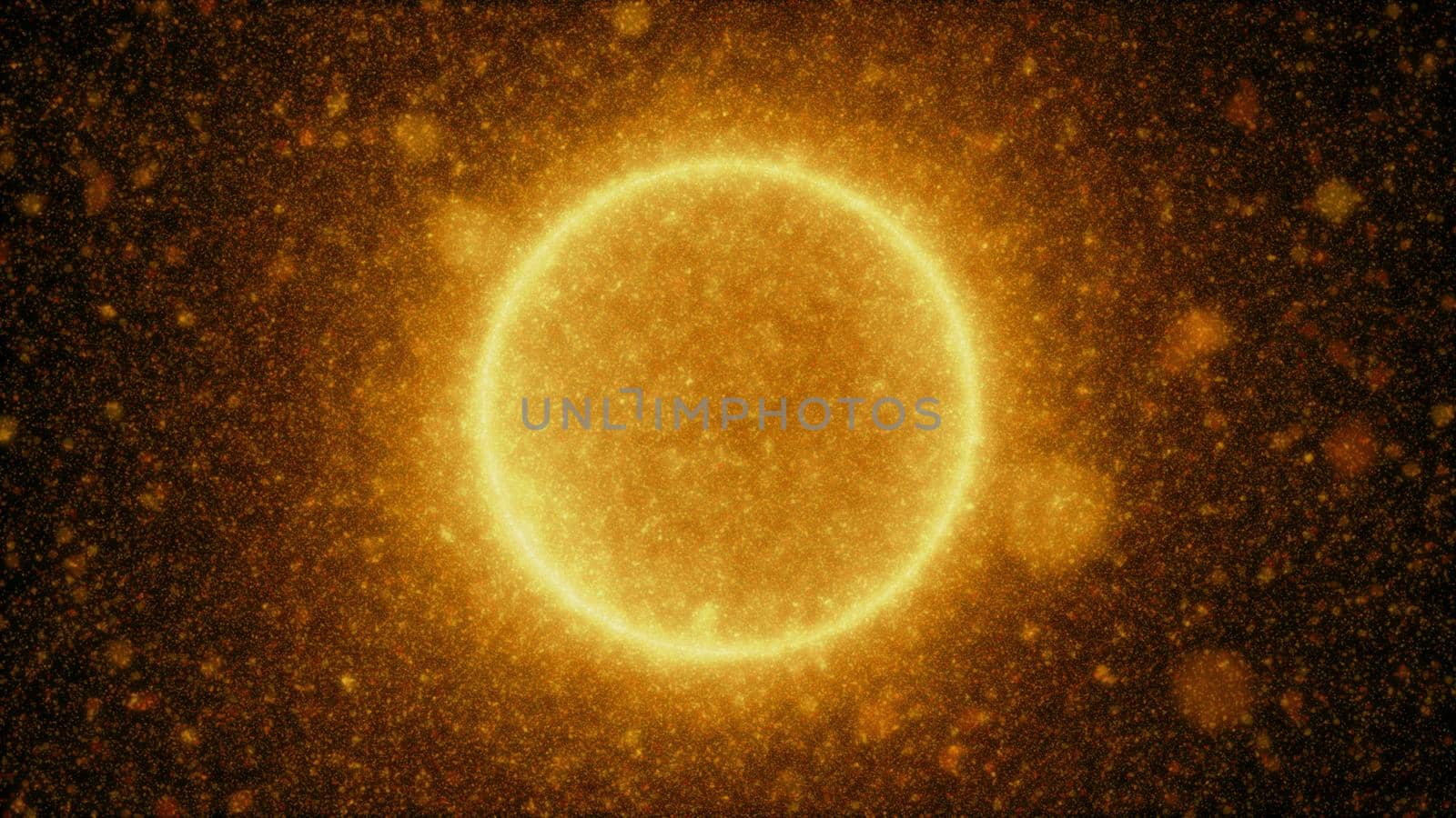 Abstract particles sun solar flare particles illustration 3d render