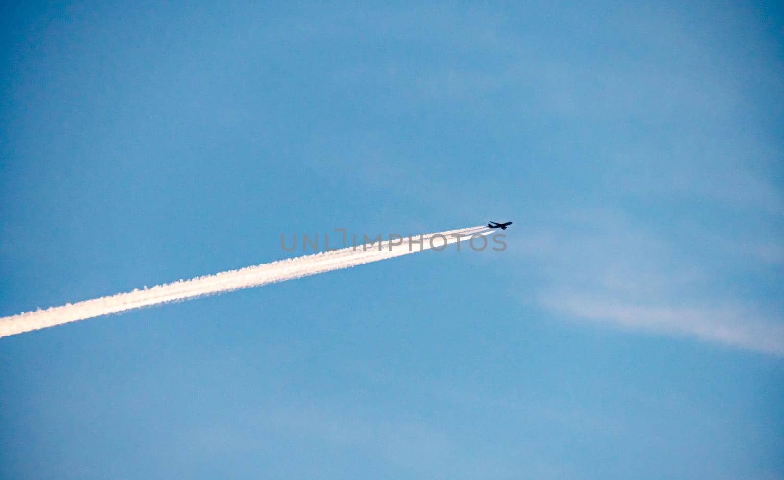 Jet of airplane line at the sky