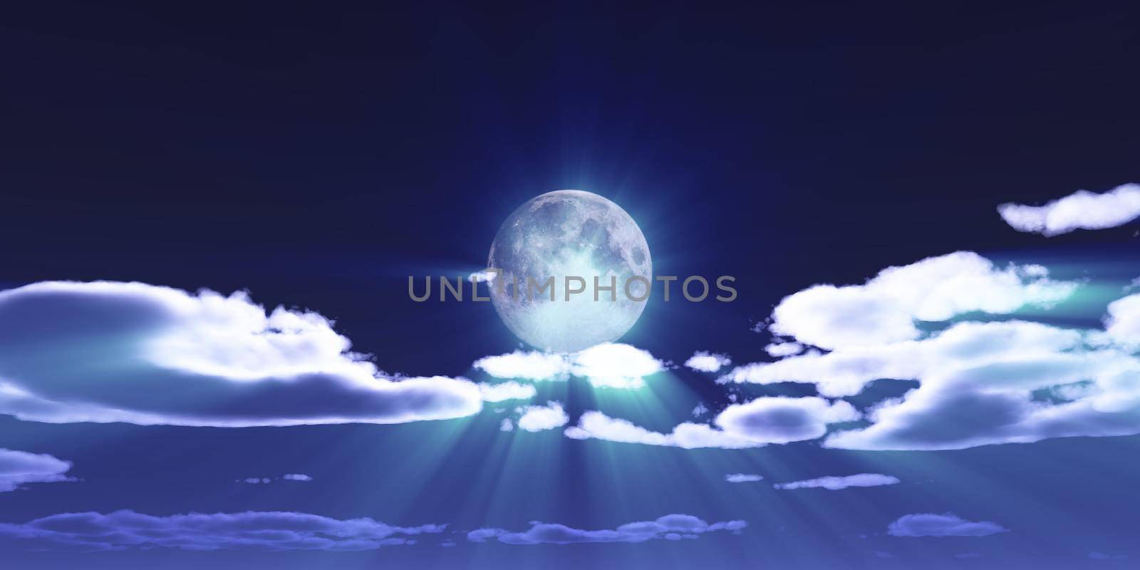 full moon at night night sky, illustration 3d render
