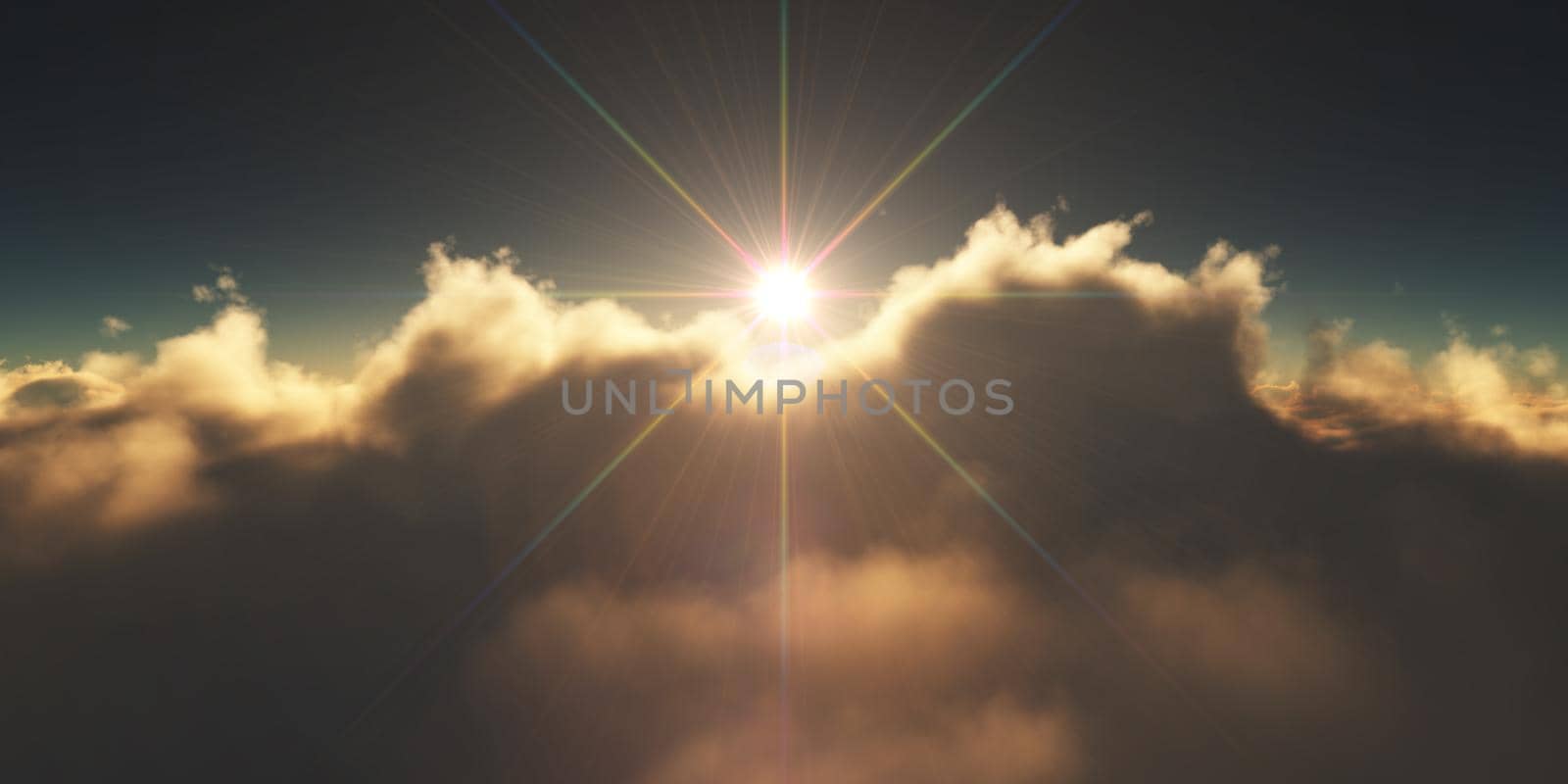 above clouds sunrise sun ray illustration by alex_nako