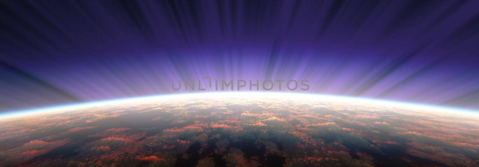 sunrise from space aurora, 3d rendering by alex_nako