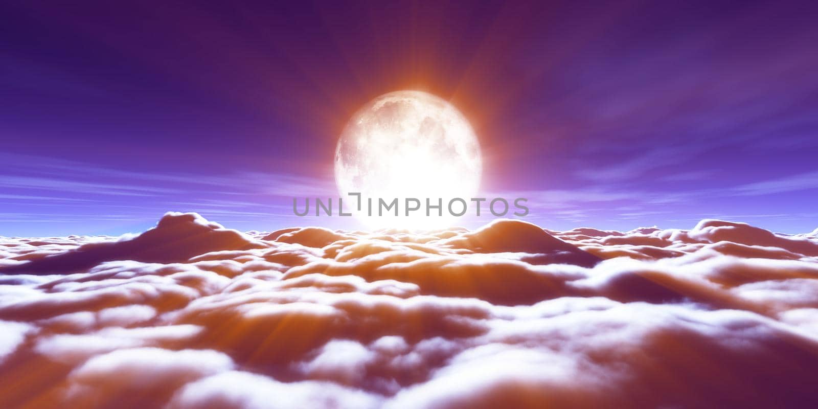 above clouds full moon illustration by alex_nako