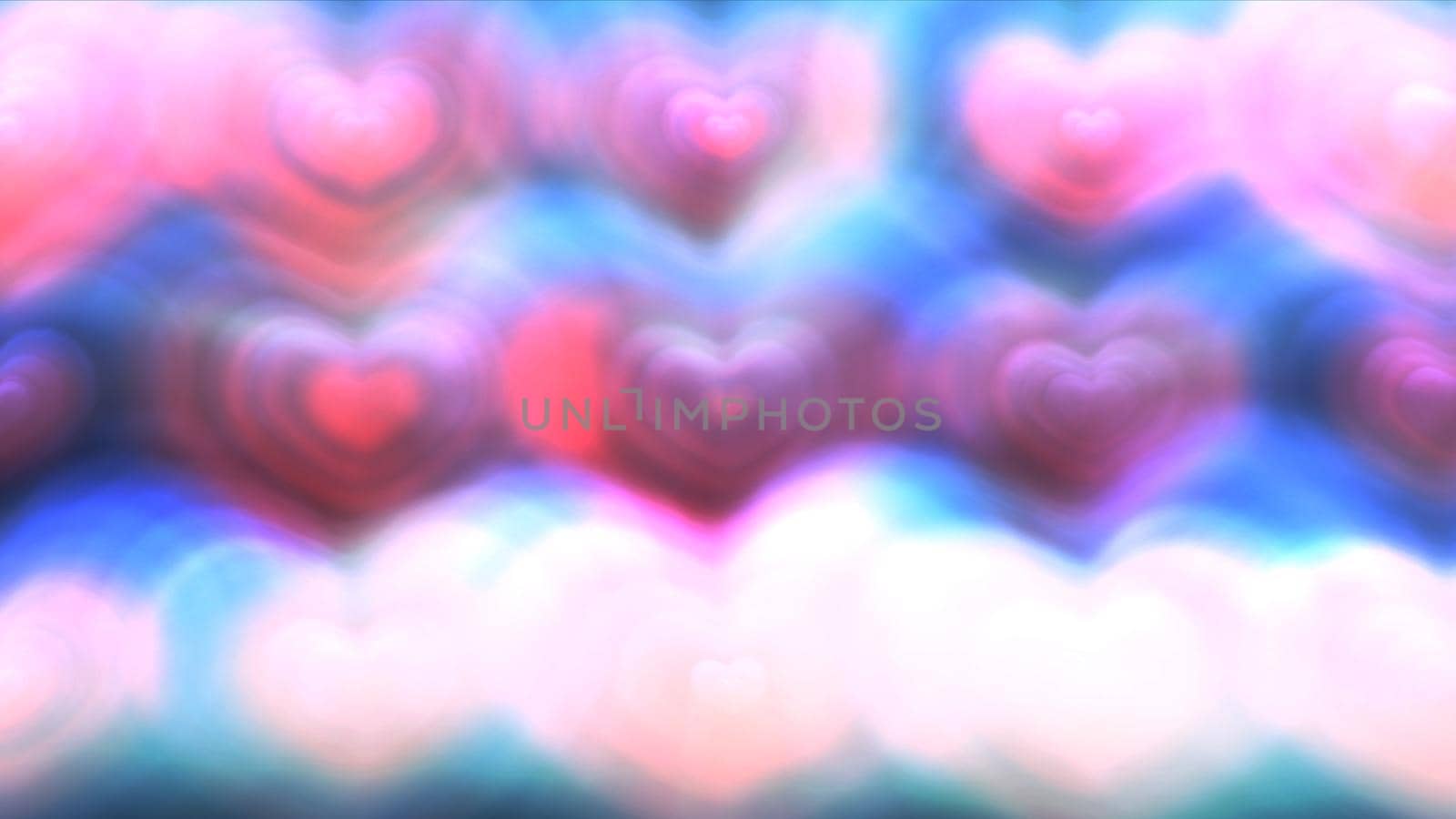 Colorful light abstract hearts background illustration render