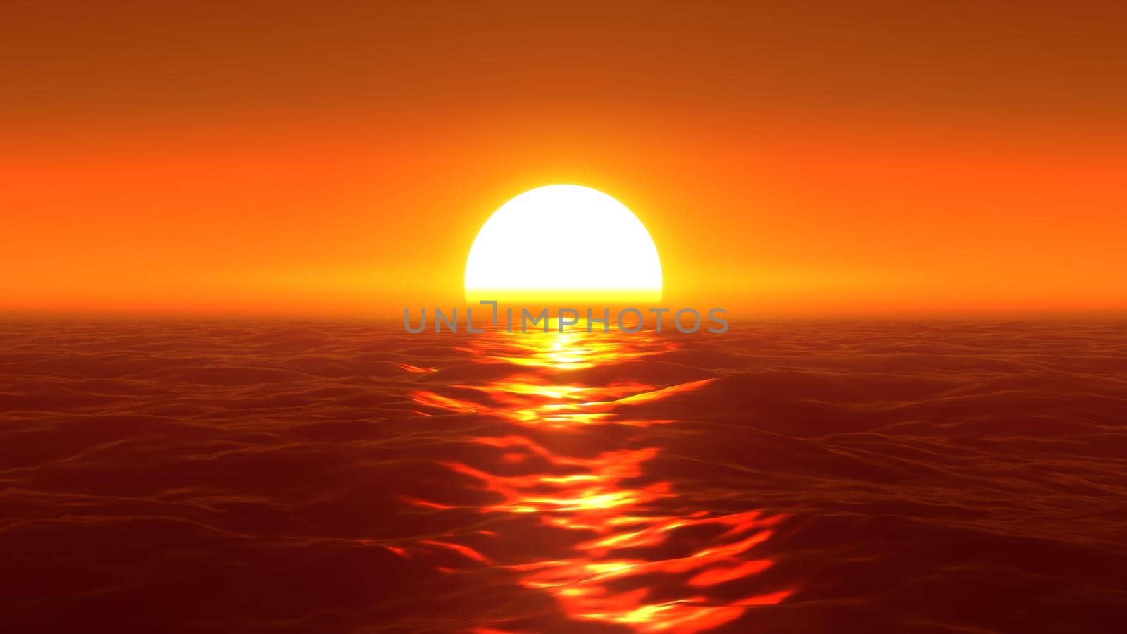 panorama of the ocean sunset, sea sunset, 3d render illustration