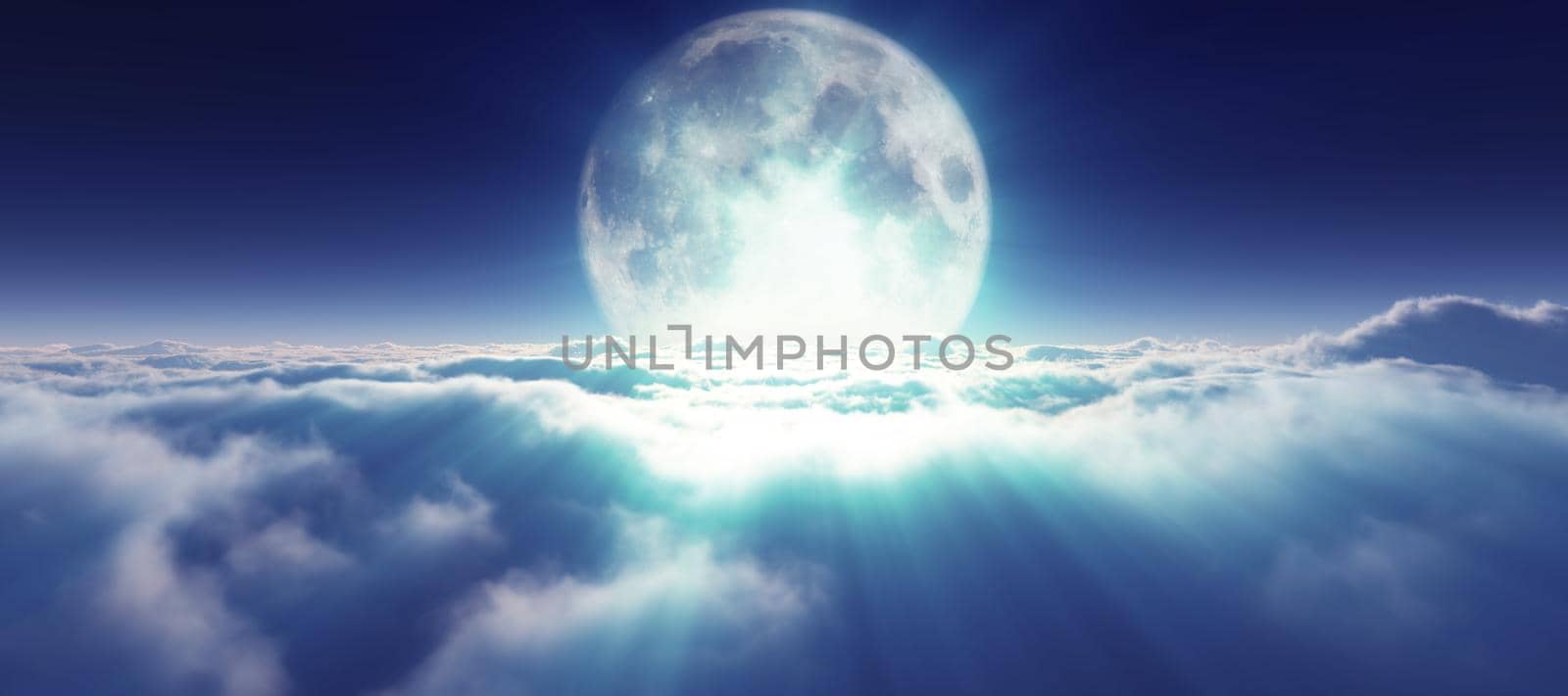 above clouds full moon illustration by alex_nako