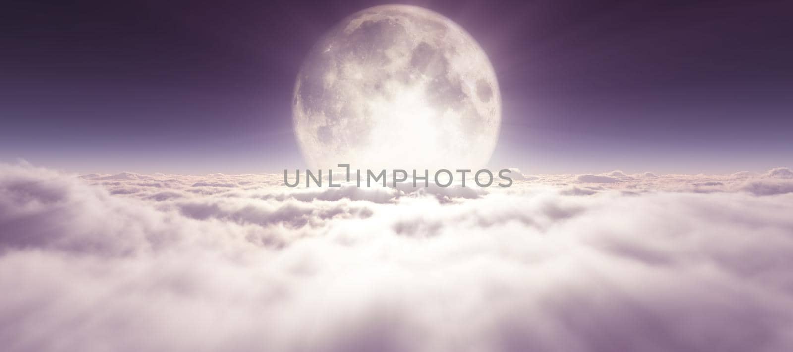 above clouds full moon illustration by alex_nako