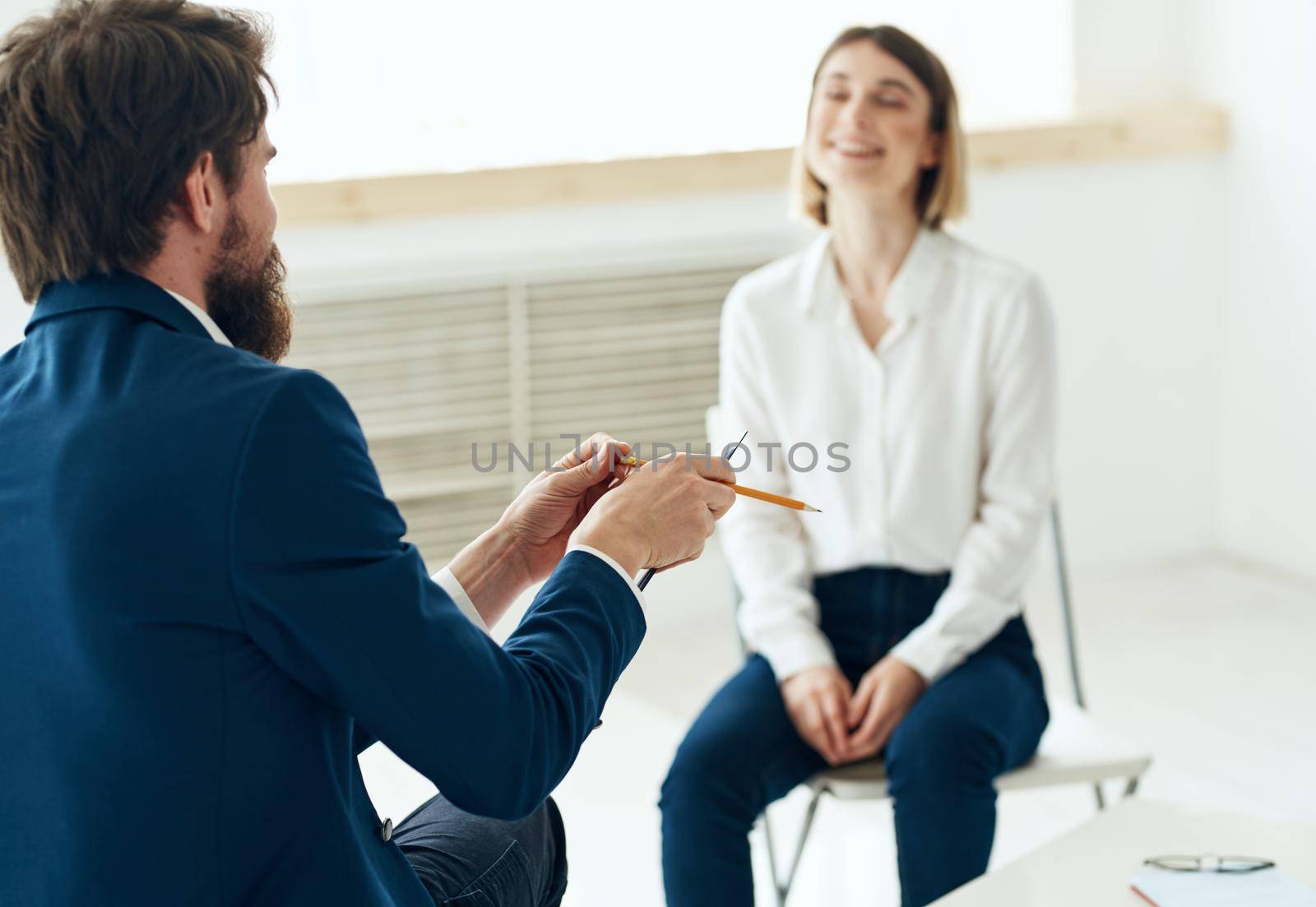 Woman at the reception of a psychologist consultation communication depression. High quality photo