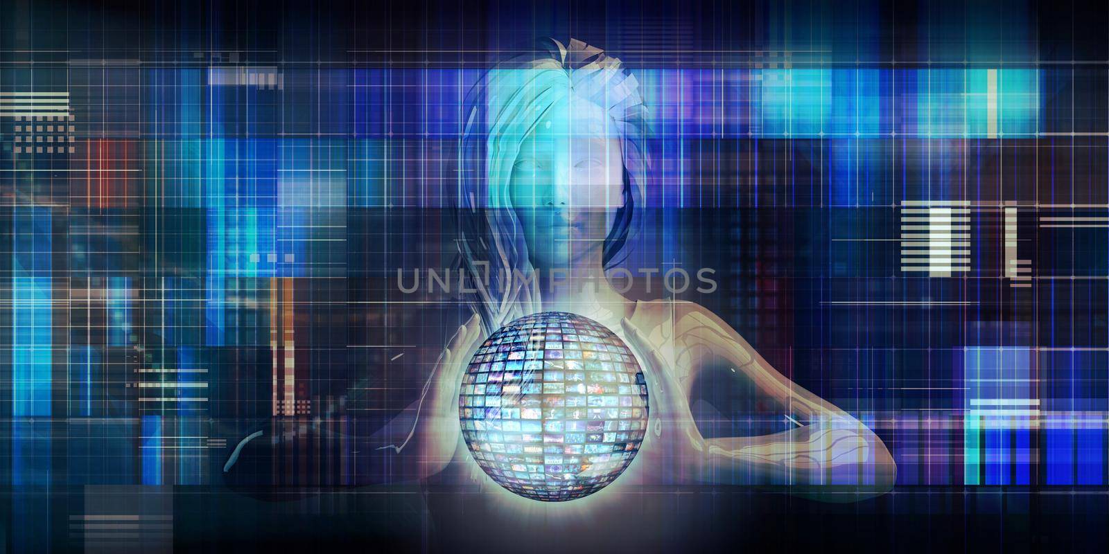 Digital Transformation Concept with Woman Holding Business Globe